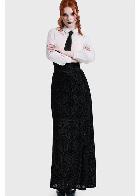 Killstar Daemon's Curse Maxi Rok Zwart – alternatief vooraanzicht op model