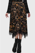 Killstar Mortelle Moth Midi Rok Multi – vooraanzicht van de midi rok