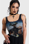 Killstar Witches' Sabbath Corset Top Multi – vooraanzicht op model