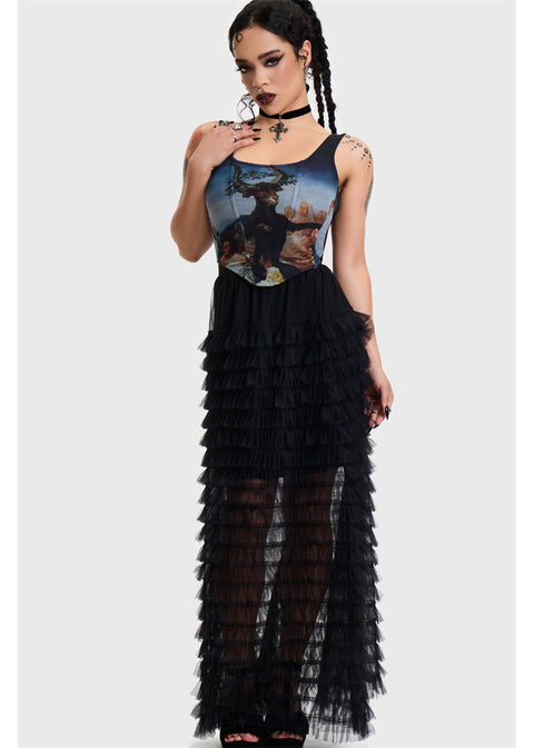 Killstar Witches' Sabbath Corset Top Multi – volledige outfit op model