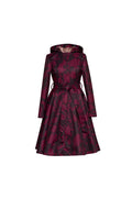 RainSisters Peony Velvet swing regenjas in burgundy met bloemenprint – productfoto
