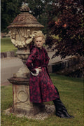 RainSisters Peony Velvet swing regenjas burgundy – buitenfoto zijaanzicht