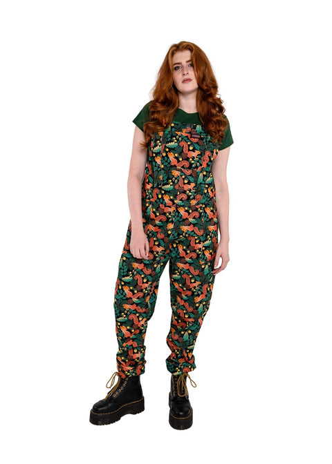 Run & Fly Squirrel tuinbroek zwart met eekhoorns, eikels en bladeren