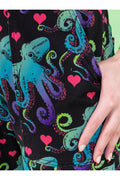 Run & Fly Octopus Love tuinbroek zwart met kleurrijke octopussen en roze hartjes