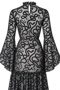Witchwood Sloane Snake Maxi Jurk Zwart – ghost detailbeeld