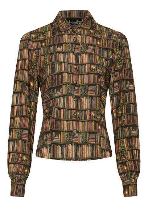 Succubus Clothing Alice Academica Books 40s Brown Blouse