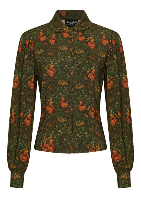 Succubus Clothing Alice Squirrel Friends 40s Blouse Green