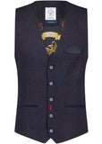 A Fish Named Fred Heren Check Gilet Navy
