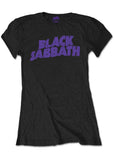 Band Shirts Black Sabbath Wavy Girly Logo T-Shirt Zwart