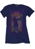Band Shirts Janis Joplin Paisley & Flowers Frame Girly T-Shirt Navy