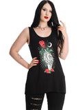Banned Ishtar Skeleton Rose T-Shirt Zwart