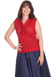 Banned Anchor Ahoy Sailor Knitted 40's Top Rood