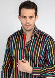 Claudio Lugli Heren Measure Tape Stripe Overhemd Zwart