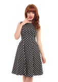 Collectif Hepburn Polkadot 50's Swing Jurk Zwart Wit