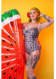 Collectif x Playful Promises Watermelon Gingham 50's Badpak Multi