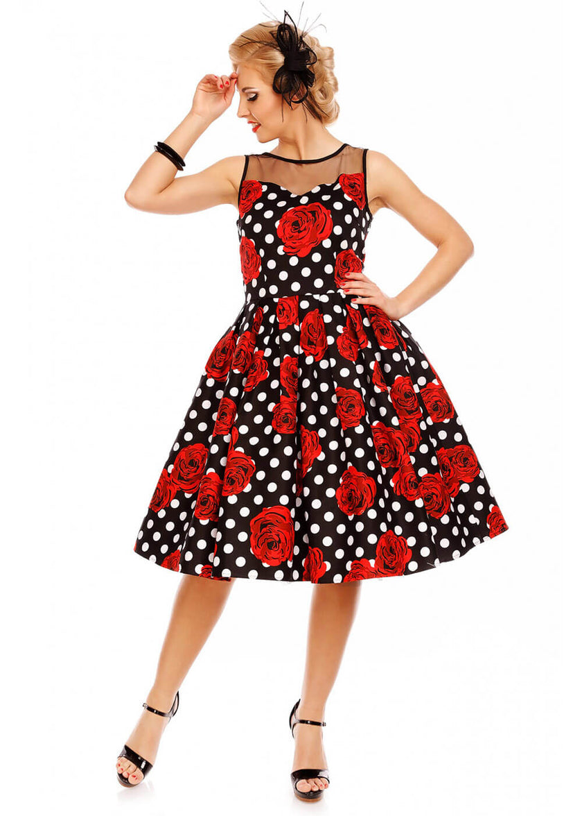 Hell Bunny Domino Polkadot 50s Swing Jurk Zwart