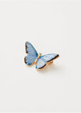 Fable England Blue Butterfly Enamel Broche