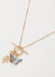 Fable England Butterfly & Leaf Charm Ketting Blauw