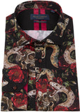 Guide London Heren Snake Skulls & Roses Overhemd Zwart