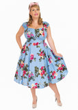 Hearts & Roses Jolene Floral 50's Swing Jurk Blauw