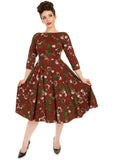 Hearts & Roses Francis Floral 50's Swing Jurk Burgundy