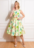 Hearts & Roses Luisa Tropical 50's Swing Jurk Geel