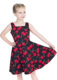 Hearts & Roses Kids Bombshell Cherry 50's Swing Jurk Zwart