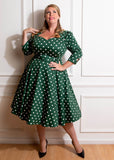 Hearts & Roses Kylie Polkadot 50's Swing Jurk Groen