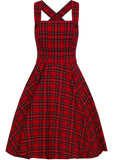 Hell Bunny Irvine Tartan 60's Pinafore Jurk Rood