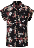 Hell Bunny Alani Skulls 40's Shirt Zwart Rood