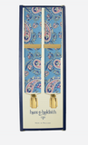 Hunt & Holditch Paisley Antiek Gouden Clips Bretels Blauw