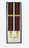 Hunt & Holditch Racer Stripe Antiek Gouden Clips Bretels Zwart Rood