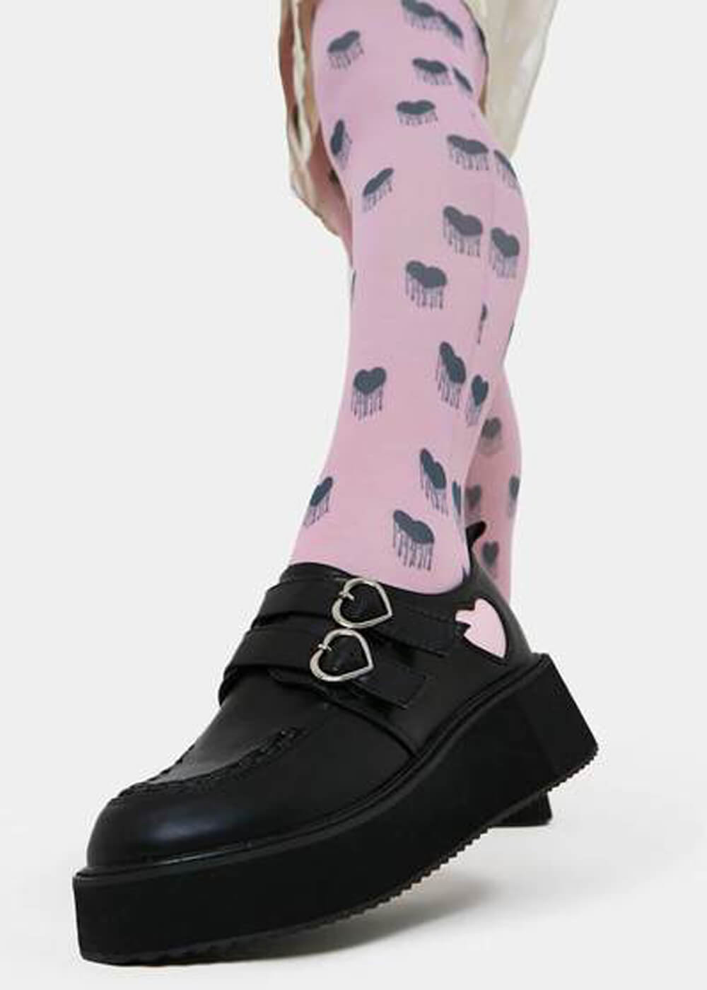 Koi Footwear Pothos Heart Platform Creepers Zwart Roze Succubus.nl