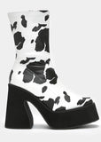 Koi Footwear Holy Cow 70's Platform Laarzen Wit Zwart