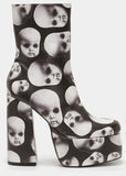 Koi Footwear Dead Silence Doll Heads 80's Platform Laarzen Zwart