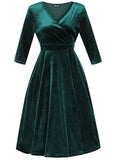 Lady V Lyra Velvet 50's Swing Jurk Emerald Groen