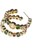 Love Vintage Cordelia Swarovski Crystals Jewel Hoop 70's Oorbellen Goud