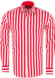 Makrom Heren Wide Stripe Overhemd Rood Wit