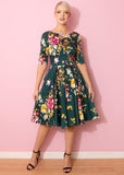 Pretty Dress Company Hepburn Seville 50's Swing Jurk Donker Groen