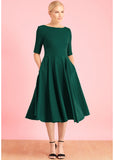 Pretty Dress Company Hepburn 50's Swing Jurk Donker Groen