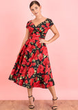 Pretty Dress Company Hourglass Sorrento 50's Swing Jurk Zwart Rood