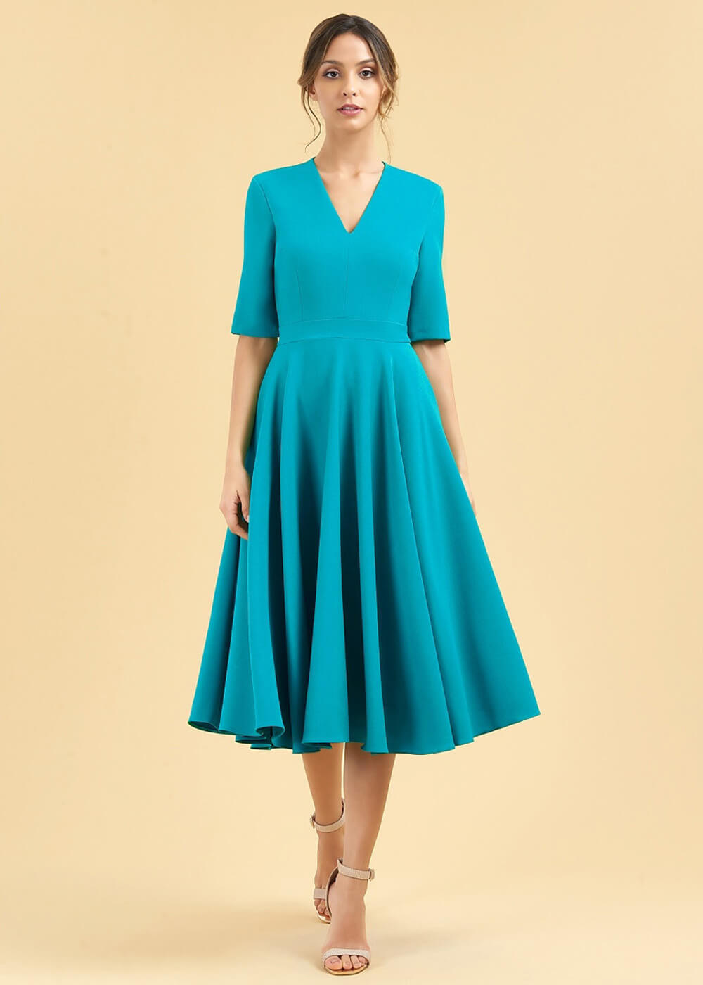 Fonetiek vrijgesteld Actuator Pretty Dress Company Myla Midi 50's Swing Jurk Turquoise – Succubus.nl