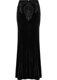 Punk Rave Lilith Velvet Fishtail Rok Zwart