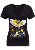 Queen Kerosin Wasp Queen 50's Girlie T-Shirt Zwart