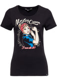 Queen Kerosin Motor Queen Girly T-Shirt Zwart