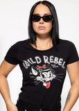 Queen Kerosin Wild Rebel Girly T-Shirt Zwart