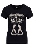 Queen Kerosin Trouble Maker Girly T-Shirt Zwart