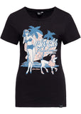 Queen Kerosin Chi Chi Beach Poodle Girly T-Shirt Zwart