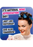 Retro Fun Onderzetter It's National Wine Appreciation Day