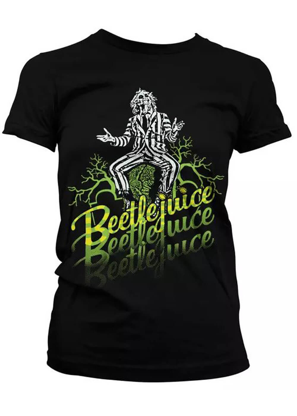 Retro Movies Beetlejuice Girly T Shirt Zwart